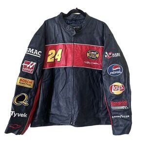 NICE Vintage NASCAR Jeff Gordon Wilsons Leather Chase Authentics #24 Jacket 2XL